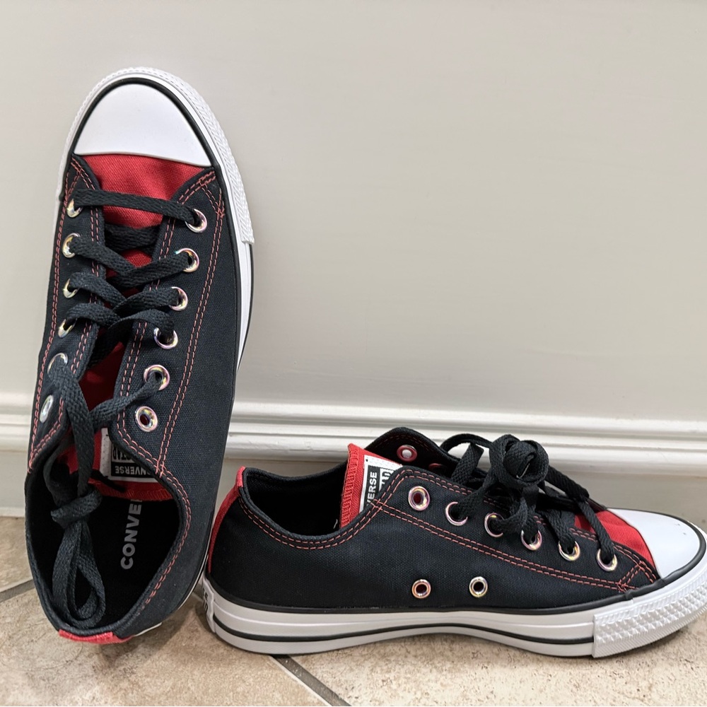 Converse Chuck Taylor All-Star Custom Black and Red Canvas Sneakers